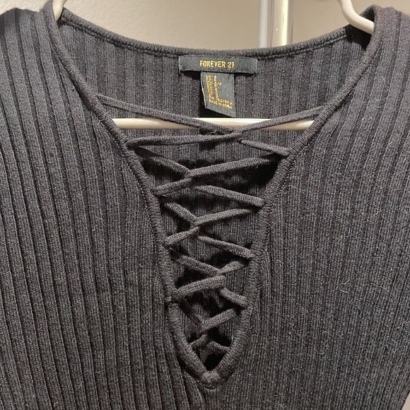 Forever 21 Lace-Up Crossover Sweater Top - Picture 2 of 5